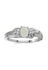 elegant white gold oval opal gemstone baby birthstone ring